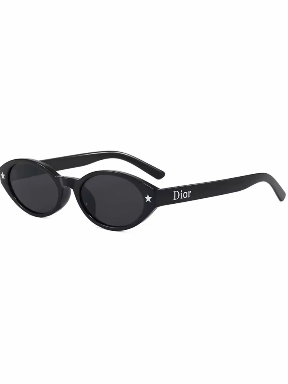 New Black Oval Sunglasses with Star Accent